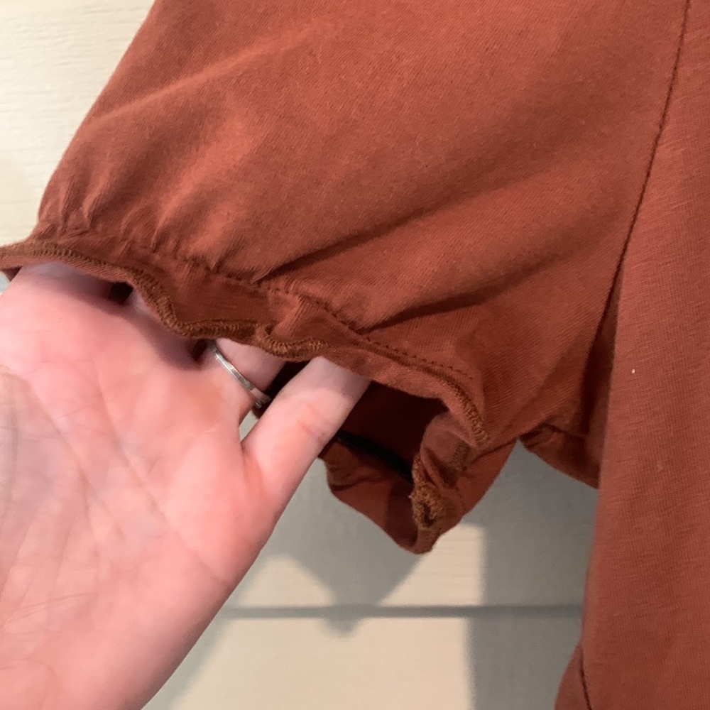 Shein Chocolate Brown Short Sleeve  Crop Top XL Used - Picture 3 of 5